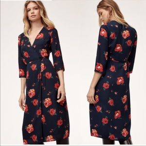 Aritzia Babaton Theo Floral Wrap Midi Dress
